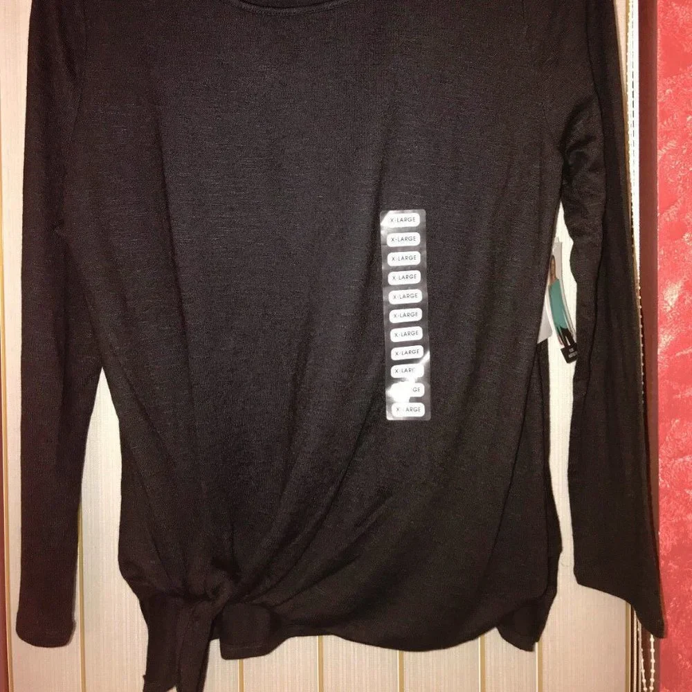 ZX (ZeroXposur) Platinum  Women’s Knotted Long Sleeve Top   Black  Size XL - Picture 3 of 5